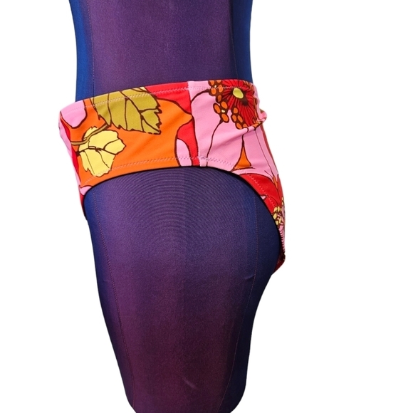 NWOT Aerie High Leg Cheeky Bikini Bottoms Retro Floral Print Size XXL Women's - Picture 2 of 7
